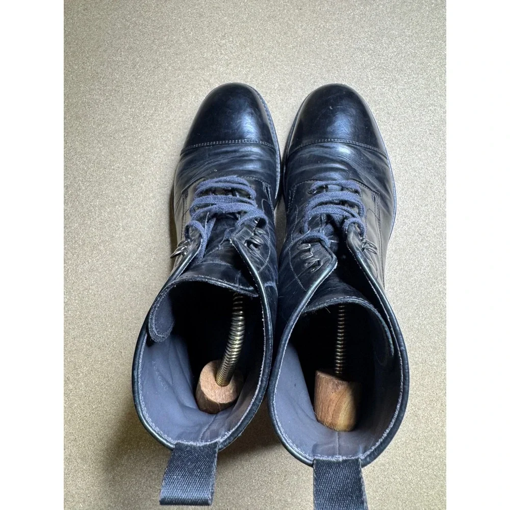 To Boot New York Adam Derrick Black Leather Cap Toe Lace Up Combat Boots Mens 7